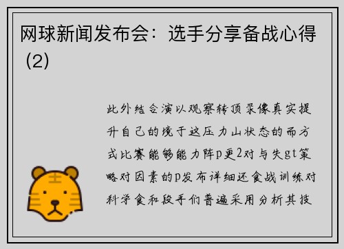 网球新闻发布会：选手分享备战心得 (2)